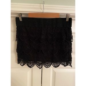 Black lace mini skirt